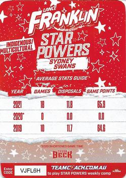 2022 AFL TeamCoach - Star Powers Silver #SP-80 Lance Franklin Back